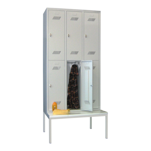 PAVOY Dubbele locker Basis met bank + 3x2 vakken, vakbreedte 300 mm