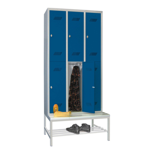 PAVOY Dubbele locker Basis met bank + 3x2 vakken, vakbreedte 300 mm