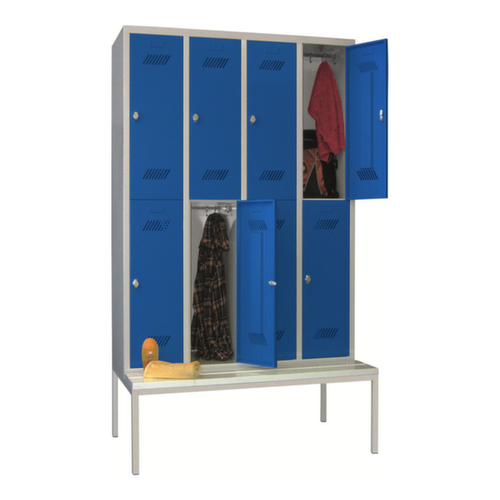PAVOY Dubbele locker Basis met bank + 4x2 vakken, vakbreedte 300 mm