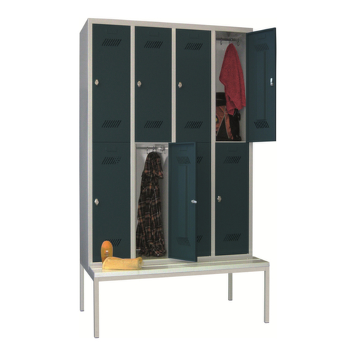 PAVOY Dubbele locker Basis met bank + 4x2 vakken, vakbreedte 300 mm