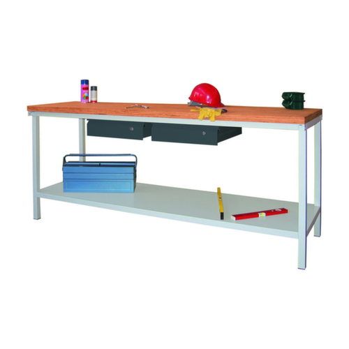 PAVOY Werkbank met verschillende soorten onderbouw, 2 laden, 1 legbord