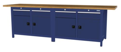 Bedrunka + Hirth Werkbank met blad van massief beuken en frame in vele kleuren, 4 laden, 4 kasten