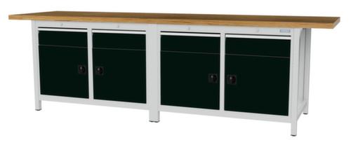 Bedrunka + Hirth Werkbank met blad van massief beuken en frame in vele kleuren, 4 laden, 4 kasten