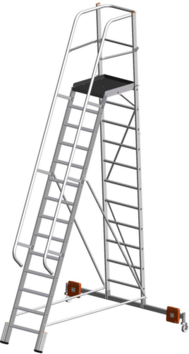 Krause Verrijdbare platformladder STABILO® Professional Vario kompakt, 14 trede(n) met traanplaatprofiel