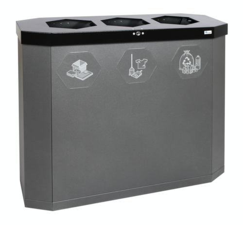 stumpf Verrijdbaar afvalverzamelstation S Sixco 3 »smart«, 3 x 45 l