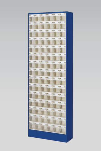 Magazijnkast met assortimentsbakken, 90 bakken, transparant