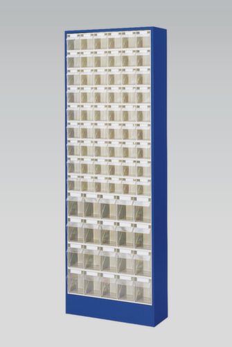 Magazijnkast met assortimentsbakken, 74 bakken, transparant