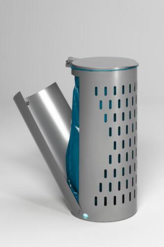 Vuilniszakstandaard van geperforeerde plaatstaal, voor 120-liter-zakken, zilverkleurig, deksel zilverkleurig