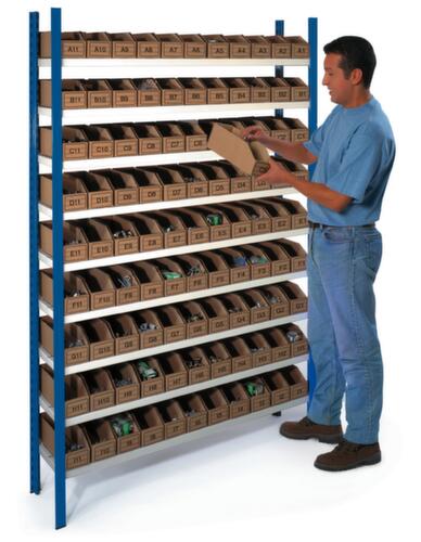 Magazijnstelling met kartonnen stellingbakken