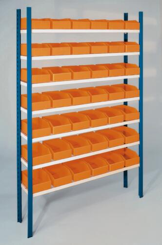 Magazijnstelling met zichtbakken voor vette onderdelen