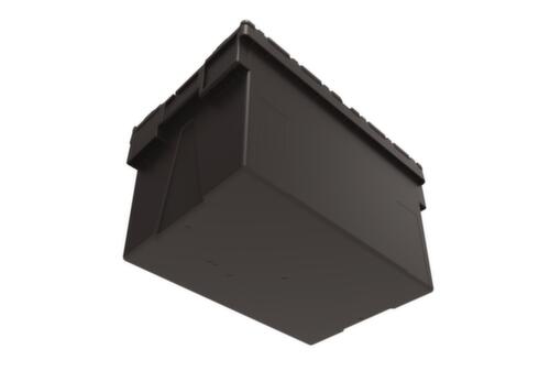 Herbruikbare euronorm-bak gerecycled + verzegelbaar, inhoud 63 l, Tweedelig scharnierdeksel