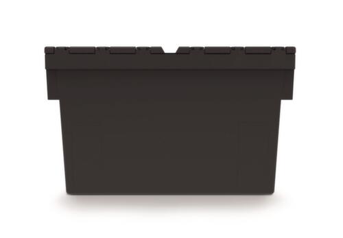 Herbruikbare euronorm-bak gerecycled + verzegelbaar, inhoud 63 l, Tweedelig scharnierdeksel