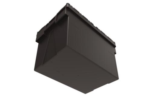 Herbruikbare euronorm-bak gerecycled + verzegelbaar, inhoud 69 l, Tweedelig scharnierdeksel