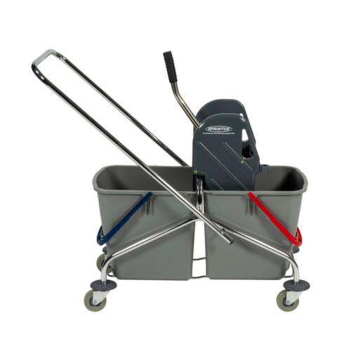 Dweilwagen met mopwringer, 2x27 l emmer in ROOD/BLAUW