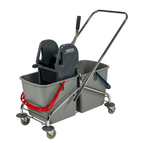 Dweilwagen met mopwringer, 2x27 l emmer in ROOD/BLAUW