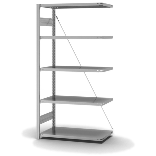 hofe Systeeminhaakstelling in standaard uitvoering, hoogte x breedte x diepte 2000 x 1010 x 535 mm, 5 legborden