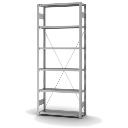 hofe Systeeminhaakstelling in standaard uitvoering, hoogte x breedte x diepte 2500 x 1060 x 335 mm, 6 legborden