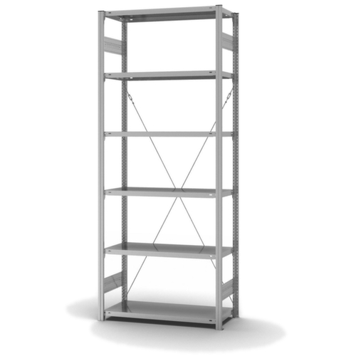 hofe Systeeminhaakstelling in standaard uitvoering, hoogte x breedte x diepte 2500 x 1060 x 435 mm, 6 legborden