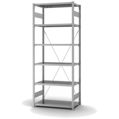 hofe Systeeminhaakstelling in standaard uitvoering, hoogte x breedte x diepte 2500 x 1060 x 535 mm, 6 legborden