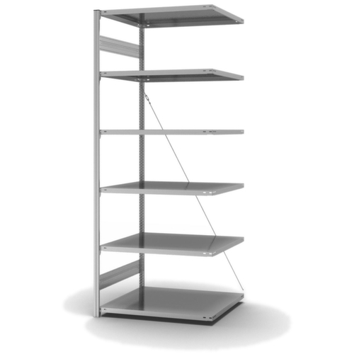 hofe Systeeminhaakstelling in standaard uitvoering, hoogte x breedte x diepte 2500 x 1010 x 835 mm, 6 legborden