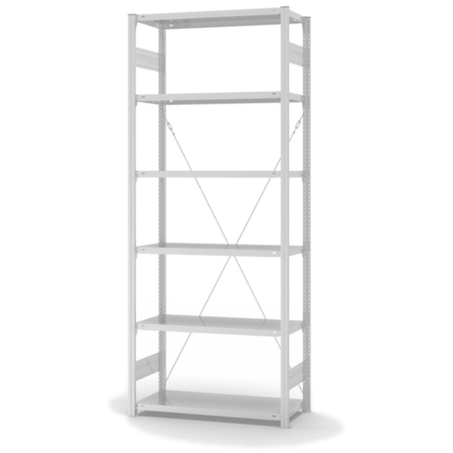 hofe Systeeminhaakstelling in standaard uitvoering, hoogte x breedte x diepte 2500 x 1060 x 435 mm, 6 legborden