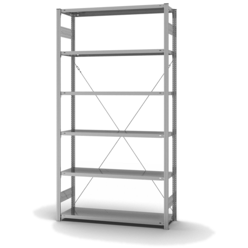 hofe Systeeminhaakstelling in standaard uitvoering, hoogte x breedte x diepte 2500 x 1360 x 435 mm, 6 legborden