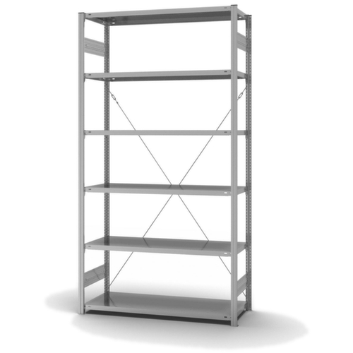 hofe Systeeminhaakstelling in standaard uitvoering, hoogte x breedte x diepte 2500 x 1360 x 535 mm, 6 legborden