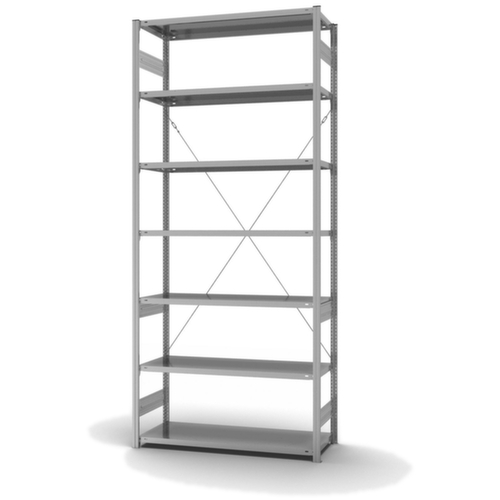 hofe Systeeminhaakstelling in standaard uitvoering, hoogte x breedte x diepte 3000 x 1360 x 535 mm, 7 legborden