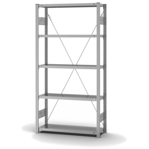 hofe Systeeminhaakstelling in middelzware uitvoering, hoogte x breedte x diepte 2000 x 1060 x 335 mm, 5 legborden