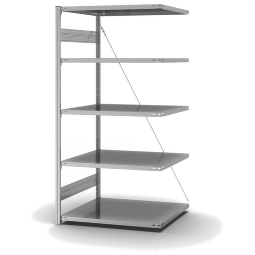 hofe Systeeminhaakstelling in middelzware uitvoering, hoogte x breedte x diepte 2000 x 1010 x 835 mm, 5 legborden