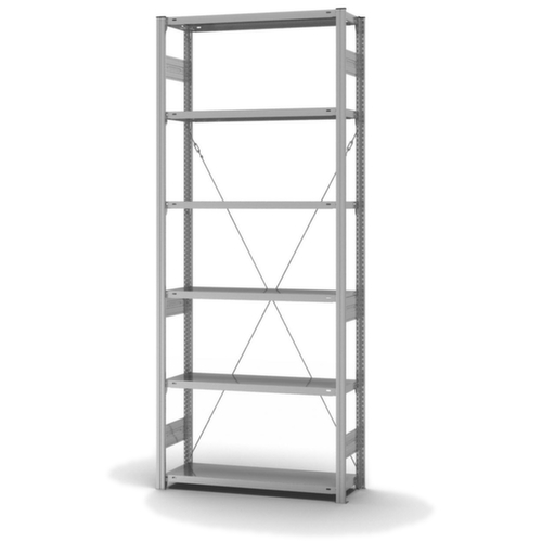 hofe Systeeminhaakstelling in middelzware uitvoering, hoogte x breedte x diepte 2500 x 1060 x 335 mm, 6 legborden