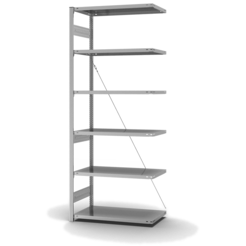 hofe Systeeminhaakstelling in middelzware uitvoering, hoogte x breedte x diepte 2500 x 1010 x 535 mm, 6 legborden