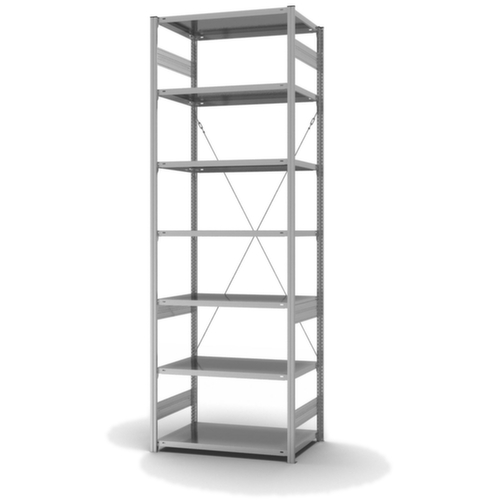 hofe Systeeminhaakstelling in middelzware uitvoering, hoogte x breedte x diepte 3000 x 1060 x 635 mm, 7 legborden