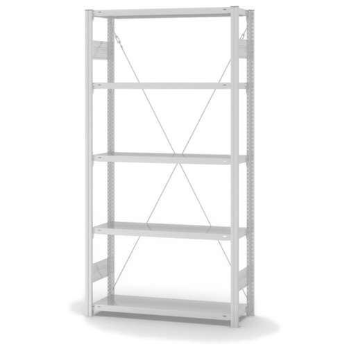 hofe Systeeminhaakstelling in middelzware uitvoering, hoogte x breedte x diepte 2000 x 1060 x 335 mm, 5 legborden