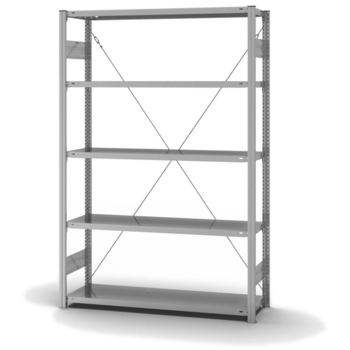 hofe Systeeminhaakstelling in middelzware uitvoering, hoogte x breedte x diepte 2000 x 1360 x 435 mm, 5 legborden