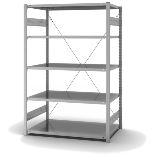 hofe Systeeminhaakstelling in middelzware uitvoering, hoogte x breedte x diepte 2000 x 1360 x 835 mm, 5 legborden