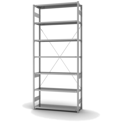 hofe Systeeminhaakstelling in middelzware uitvoering, hoogte x breedte x diepte 3000 x 1360 x 435 mm, 7 legborden