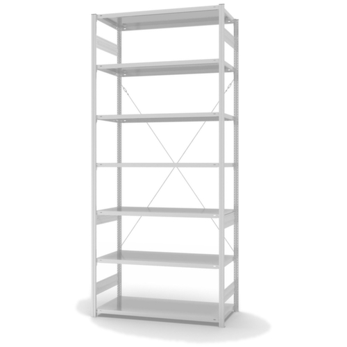 hofe Systeeminhaakstelling in middelzware uitvoering, hoogte x breedte x diepte 3000 x 1360 x 635 mm, 7 legborden