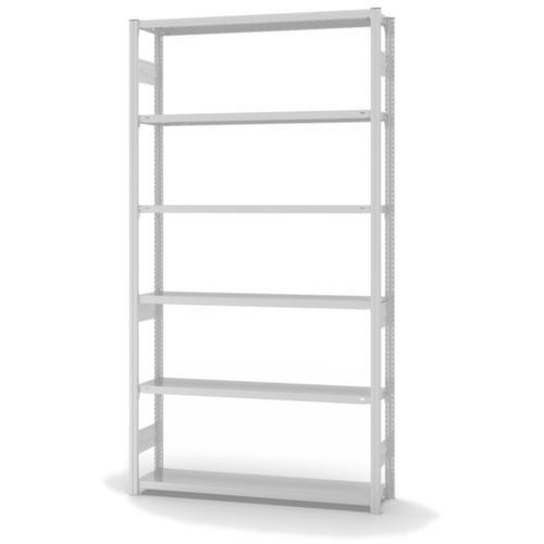 hofe Traversestelling in middelzware uitvoering, hoogte x breedte x diepte 2500 x 1360 x 335 mm, 6 legborden