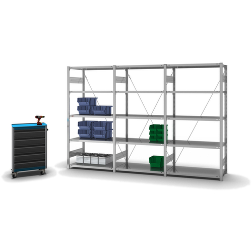 hofe Systeeminhaakstelling in standaard uitvoering, hoogte x breedte x diepte 2000 x 1060 x 535 mm, 5 legborden