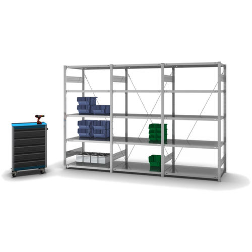 hofe Systeeminhaakstelling in standaard uitvoering, hoogte x breedte x diepte 2000 x 1060 x 635 mm, 5 legborden