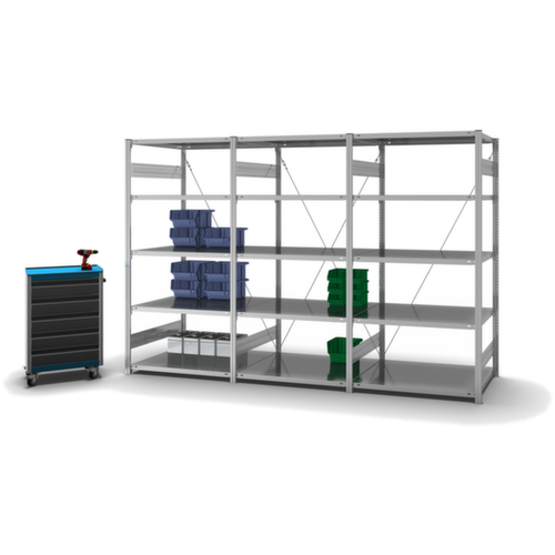 hofe Systeeminhaakstelling in standaard uitvoering, hoogte x breedte x diepte 2000 x 1060 x 835 mm, 5 legborden