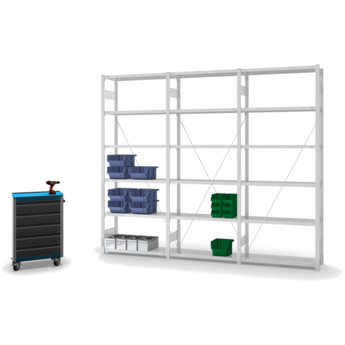 hofe Systeeminhaakstelling in standaard uitvoering, hoogte x breedte x diepte 2500 x 1060 x 335 mm, 6 legborden