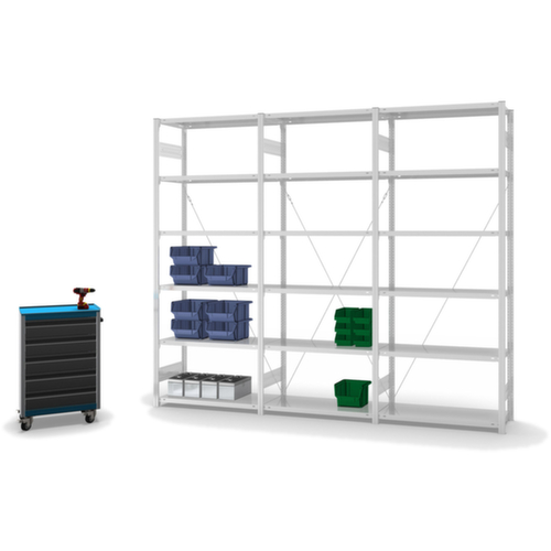 hofe Systeeminhaakstelling in standaard uitvoering, hoogte x breedte x diepte 2500 x 1060 x 435 mm, 6 legborden