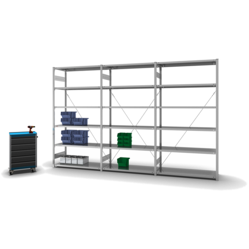 hofe Systeeminhaakstelling in standaard uitvoering, hoogte x breedte x diepte 2500 x 1360 x 535 mm, 6 legborden