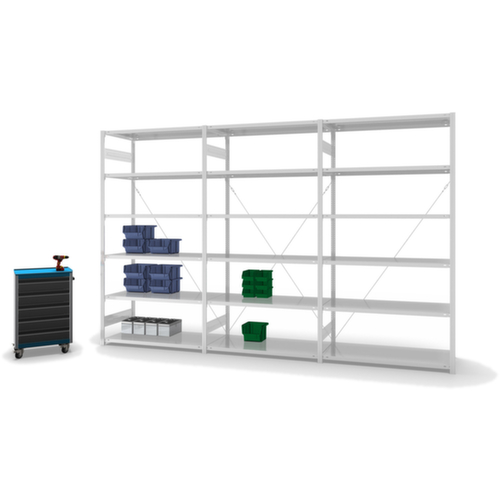 hofe Systeeminhaakstelling in standaard uitvoering, hoogte x breedte x diepte 2500 x 1360 x 635 mm, 6 legborden