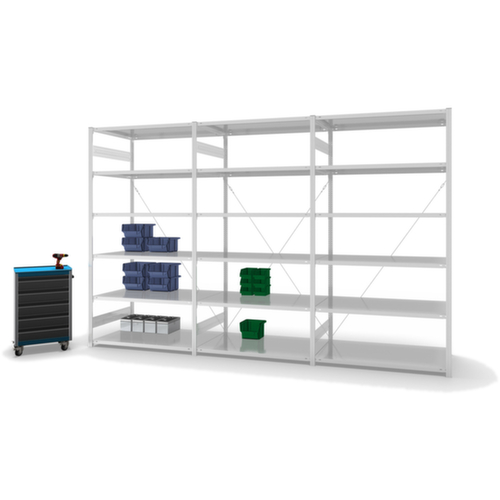 hofe Systeeminhaakstelling in standaard uitvoering, hoogte x breedte x diepte 2500 x 1360 x 835 mm, 6 legborden