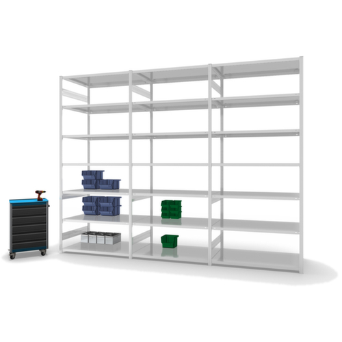 hofe Traversestelling in standaard uitvoering, hoogte x breedte x diepte 3000 x 1360 x 835 mm, 7 legborden