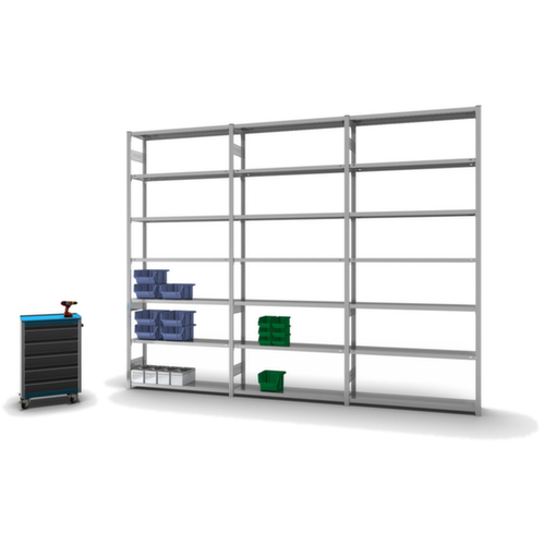 hofe Traversestelling in middelzware uitvoering, hoogte x breedte x diepte 3000 x 1310 x 335 mm, 7 legborden