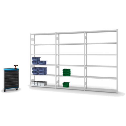 hofe Traversestelling in middelzware uitvoering, hoogte x breedte x diepte 2500 x 1360 x 335 mm, 6 legborden